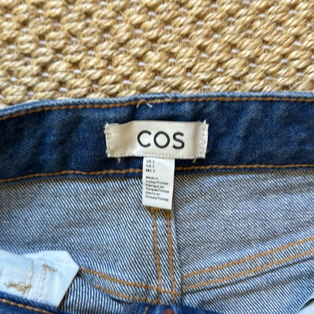 COS Mid-Length Blue Denim Pencil Skirt with Front Slit - Picture 3 of 5